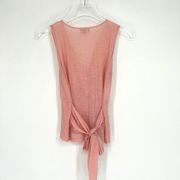 Vtg Charlotte Russe Top Womens M Y2K Sheer Fairy Soft Ethereal Tie Plunge Pink‎ - Picture 2 of 6